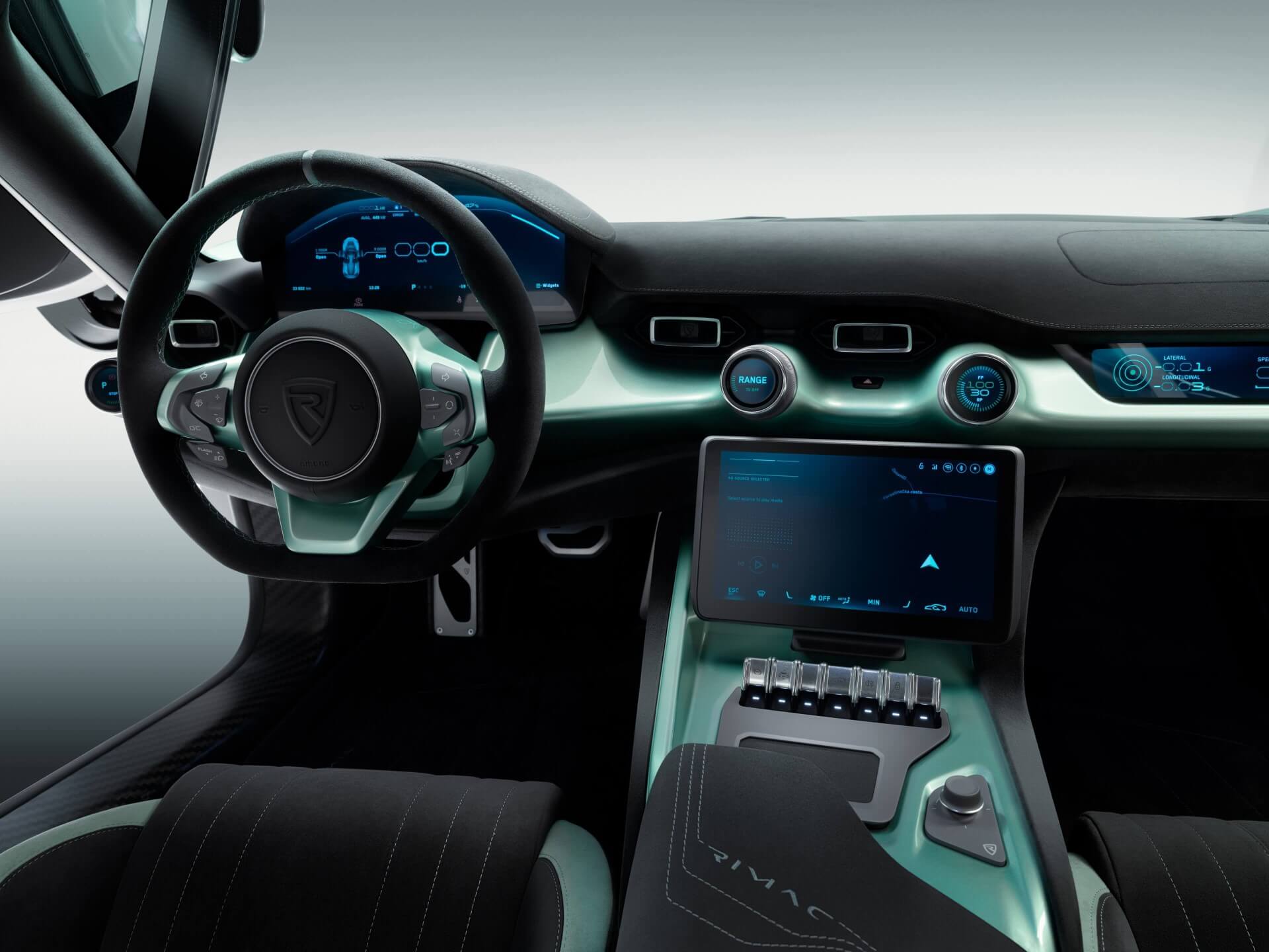 Nevera R interior - cockpit front view